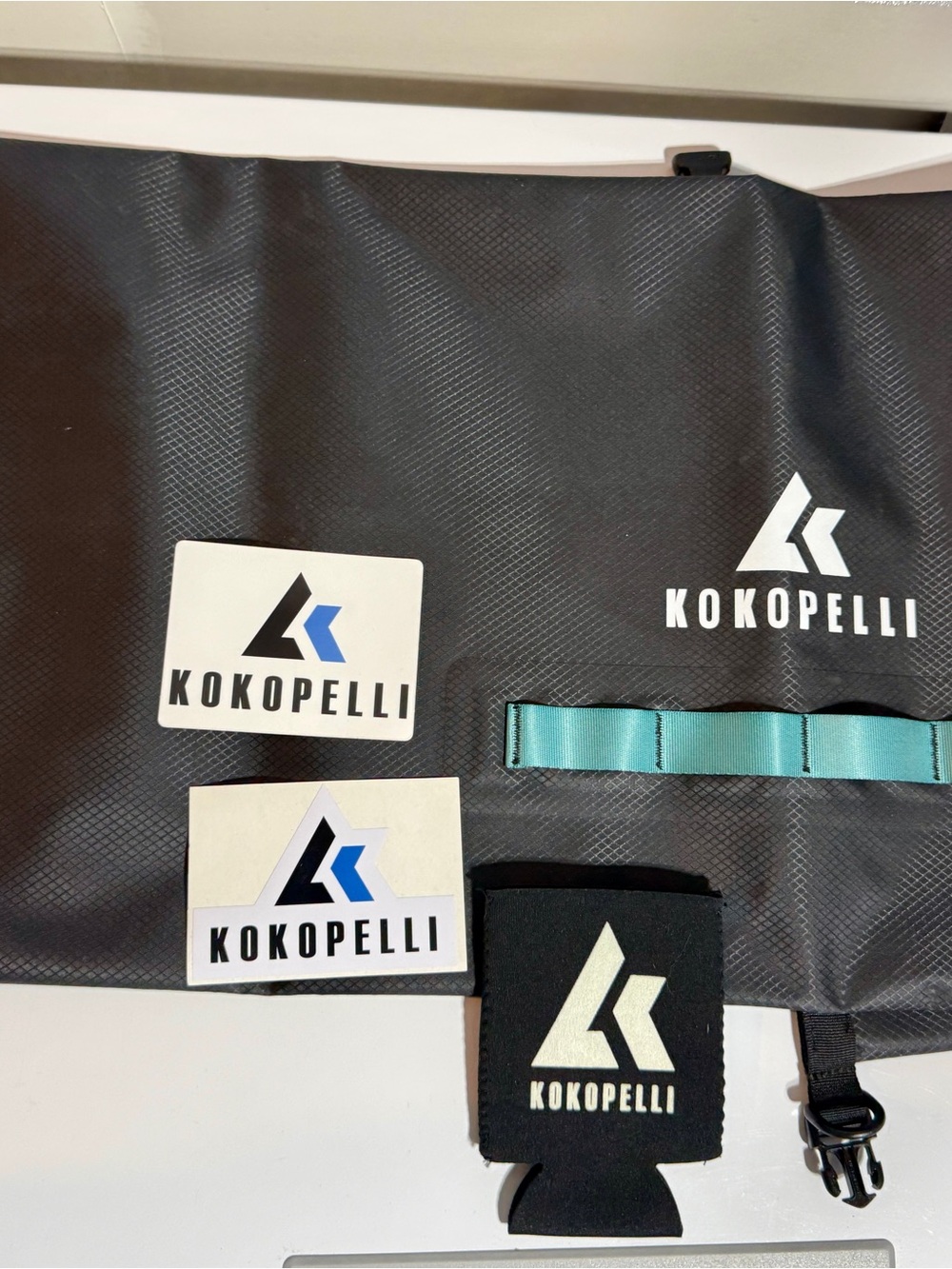 NEW! Kokopelli 30L large double opening dry bag w/ stickers & koozie.
